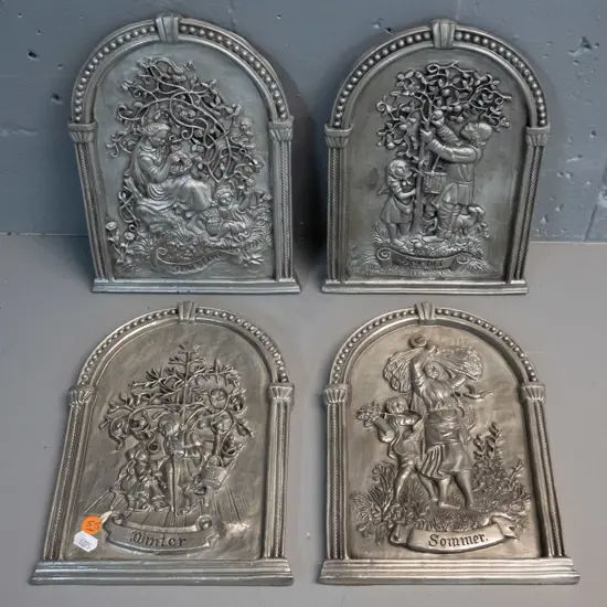 German composite wall plaques with pewter-look finish - the 4 seasons - each H-245 W-180
