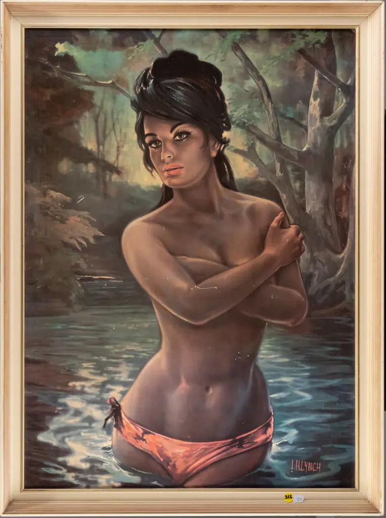 framed retro JH Lynch print "The Nymph" H-680 W-490 (some scratches and marks) Image 1++