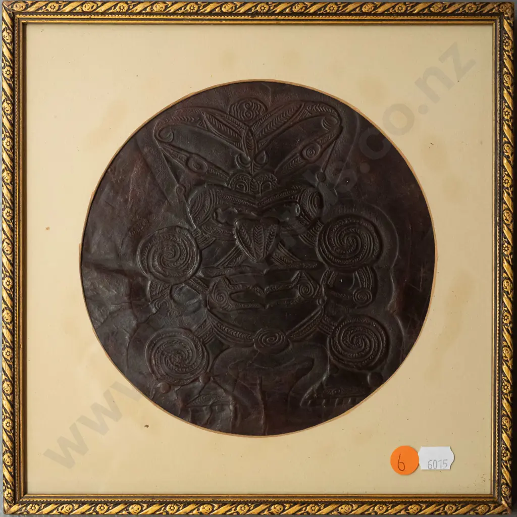 framed retro embossed leather wall art Diam-170 Image 1++