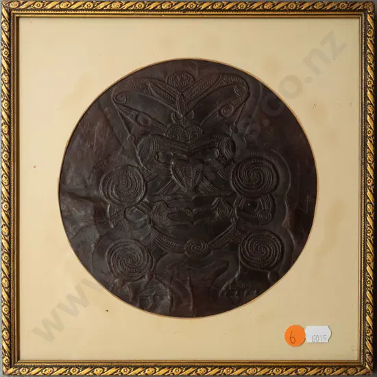 framed retro embossed leather wall art Diam-170