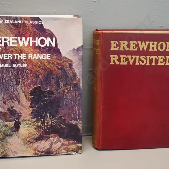 2 Samuel Butler books - Erewhon, 1973 NZ edition, and Erewhon Revisited, 1901 edition - note says this copy was owned by