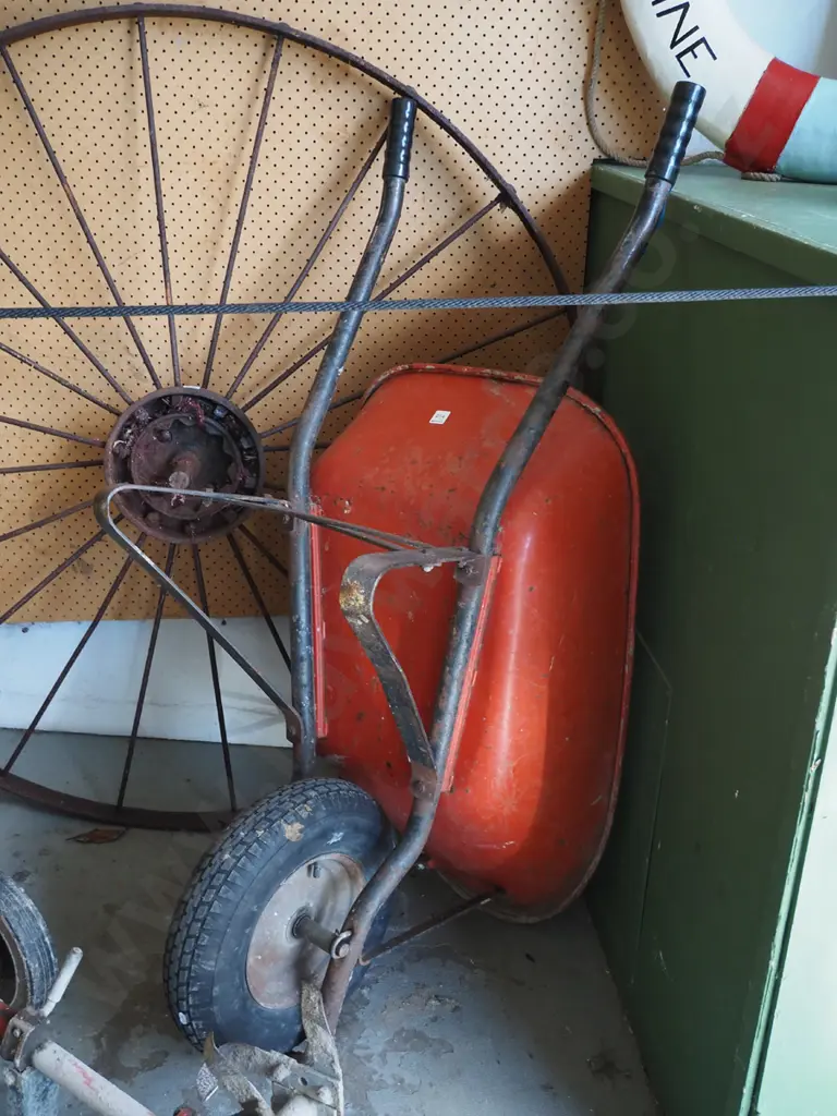 red metal wheelbarrow Image 1++