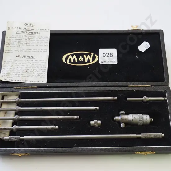 cased vintage Moore & Wright depth gauge micrometers