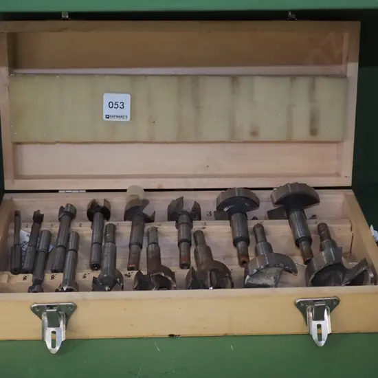 box of woodworking drill bits