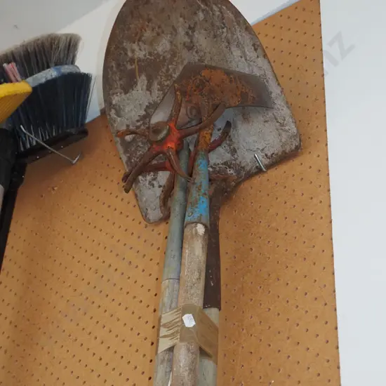 garden tools; spade, cultivator, hoe