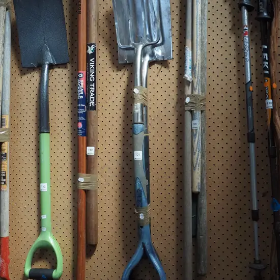stainless steel fork and spade