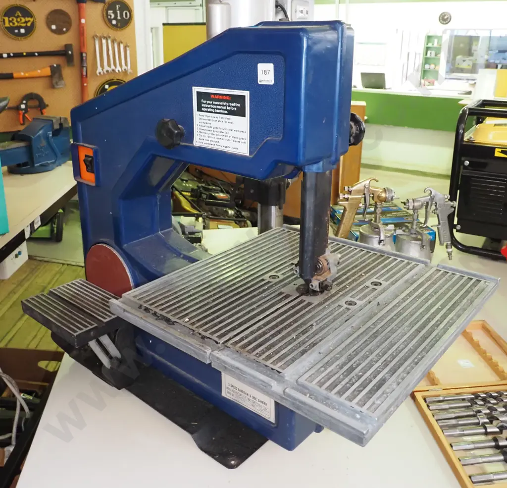 unbranded bench mounted 3 speed band saw with disc sander Image 1++