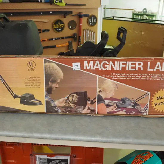 boxed anglepoise magnifier lamp