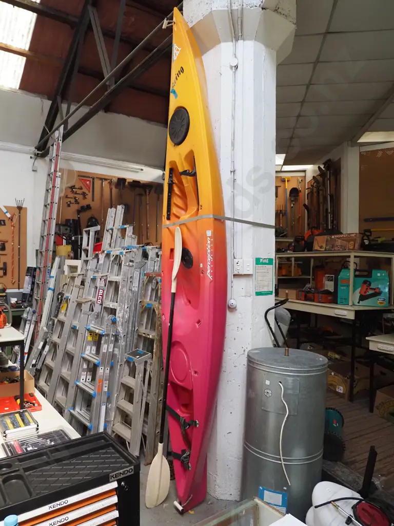 large Perception Kayaking plastic kayak with paddles Image 1++