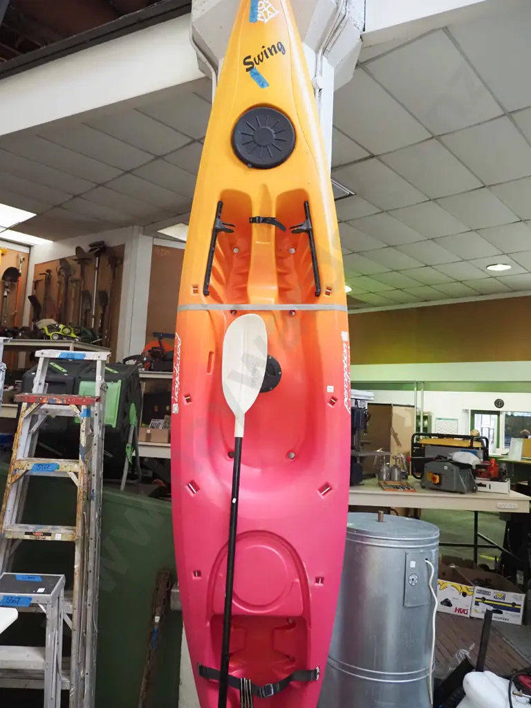 large Perception Kayaking plastic kayak with paddles Image 1++