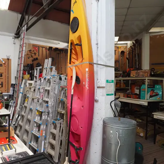 large Perception Kayaking plastic kayak with paddles