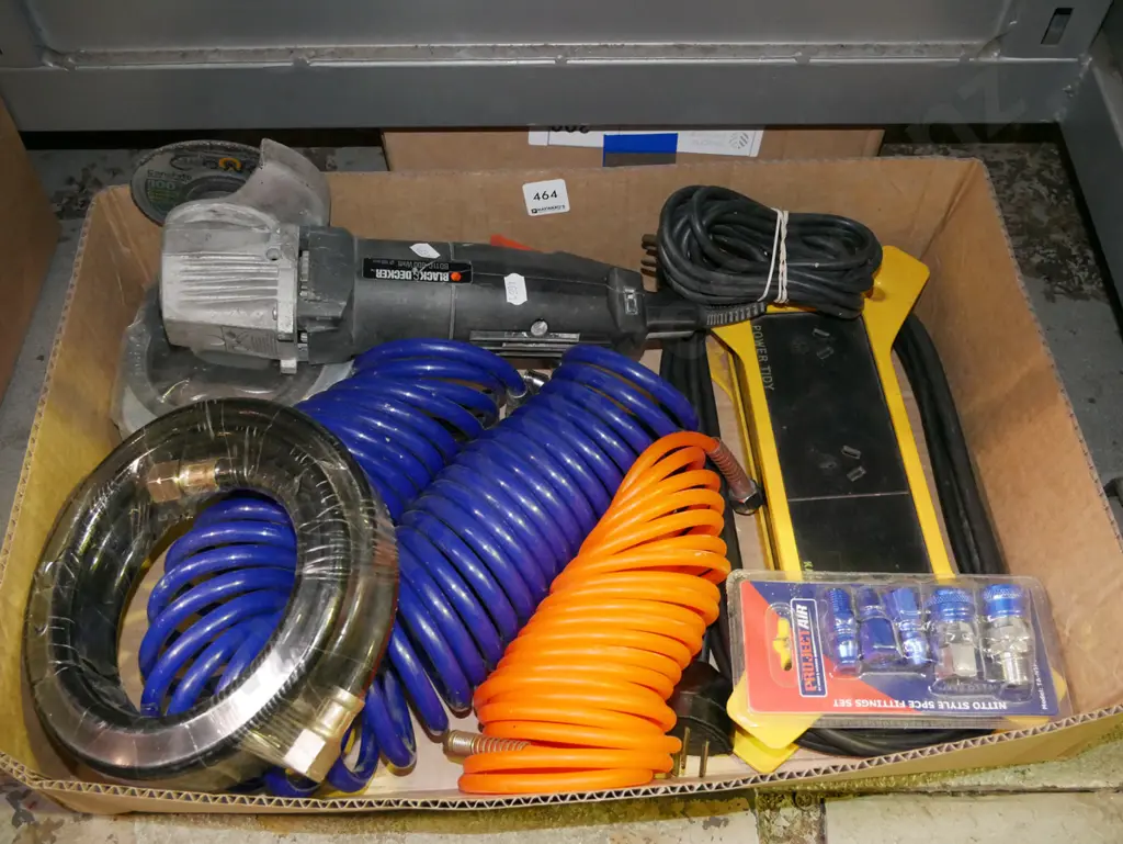 box; angle grinder, air hoses, multi board etc Image 1++