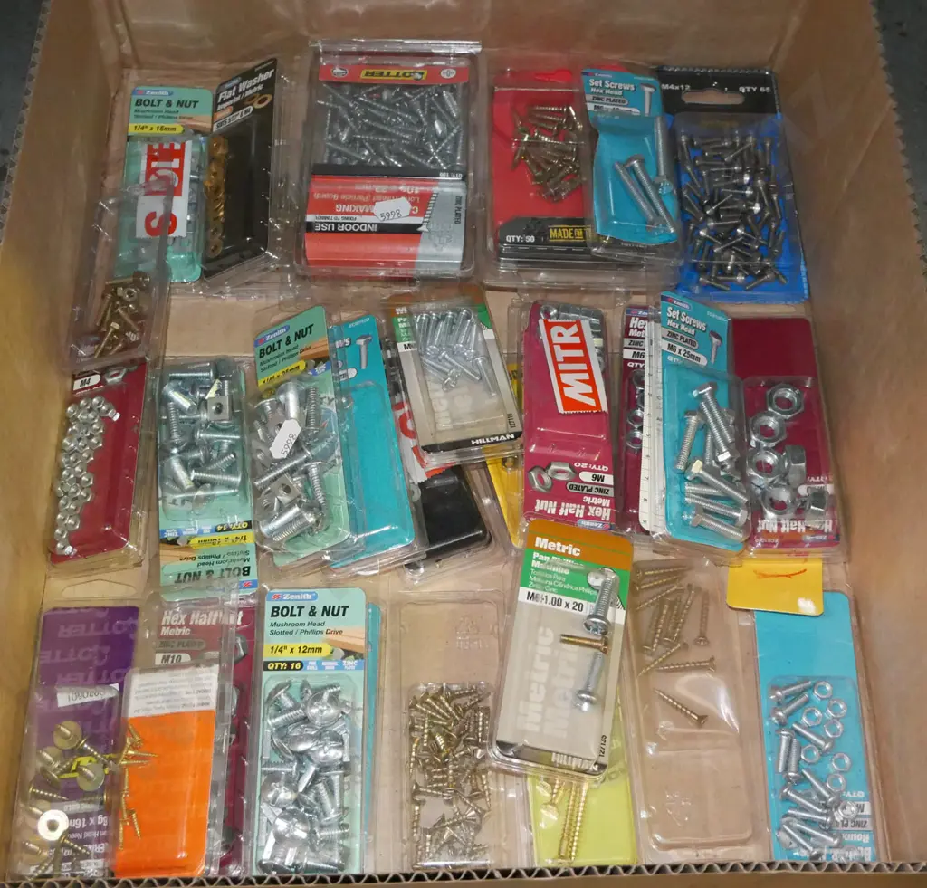 box; various fasteners, screws, nuts, bolts Image 1++