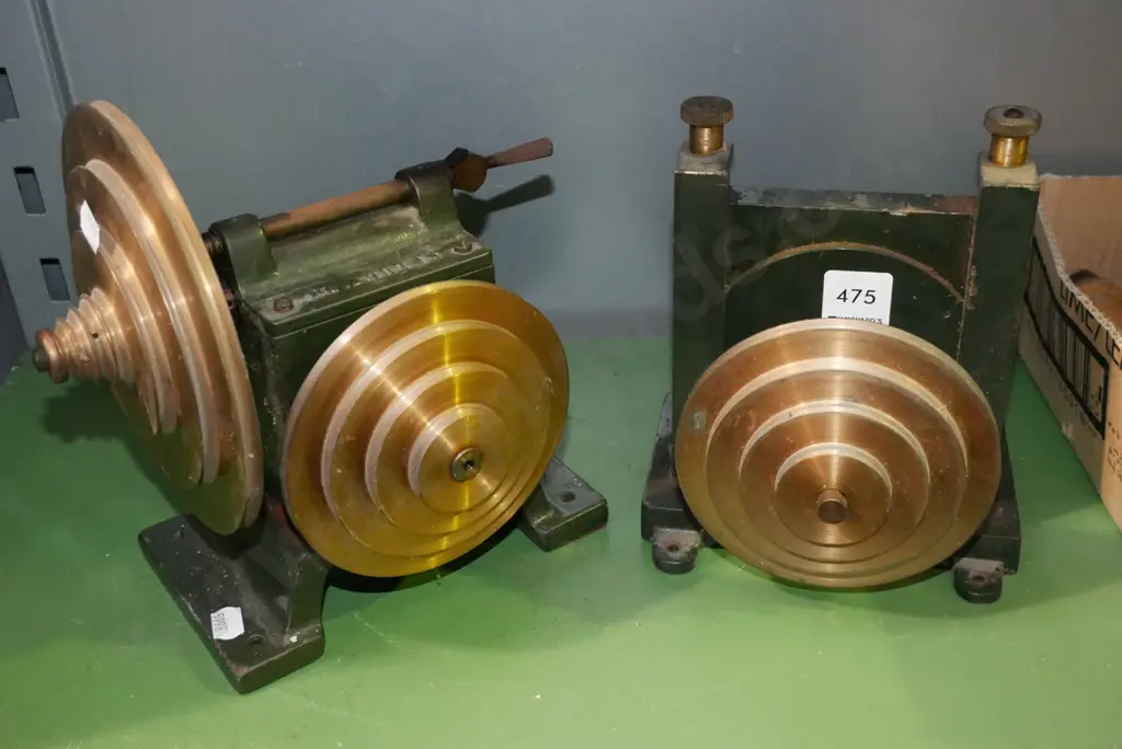 2x vintage Palmer implements, right angle 50 to 1 reduction box and pulley drive Image 1++