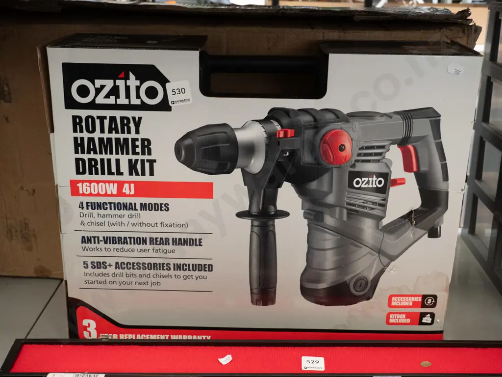 boxed as-new Ozito rotary hammer drill kit Image 1++