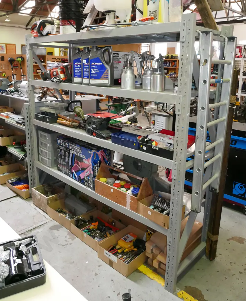 grey painted adjustable workshop shelves H-2000 W-2100 D-600  Image 1++