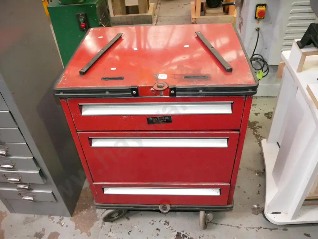 3 drawer tool chest on casters- ex post office Image 1++