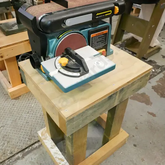 unbranded sanding station on homemade stand