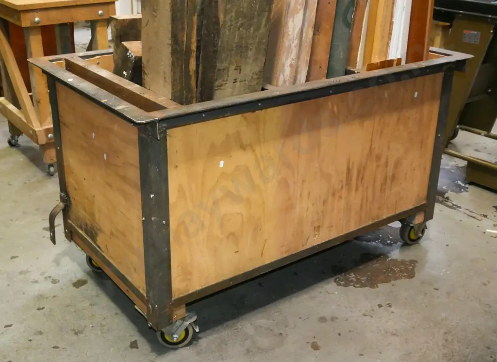 heavy duty ply and metal homemade storage bin on casters H-710 W-1240 D-720 Image 1++