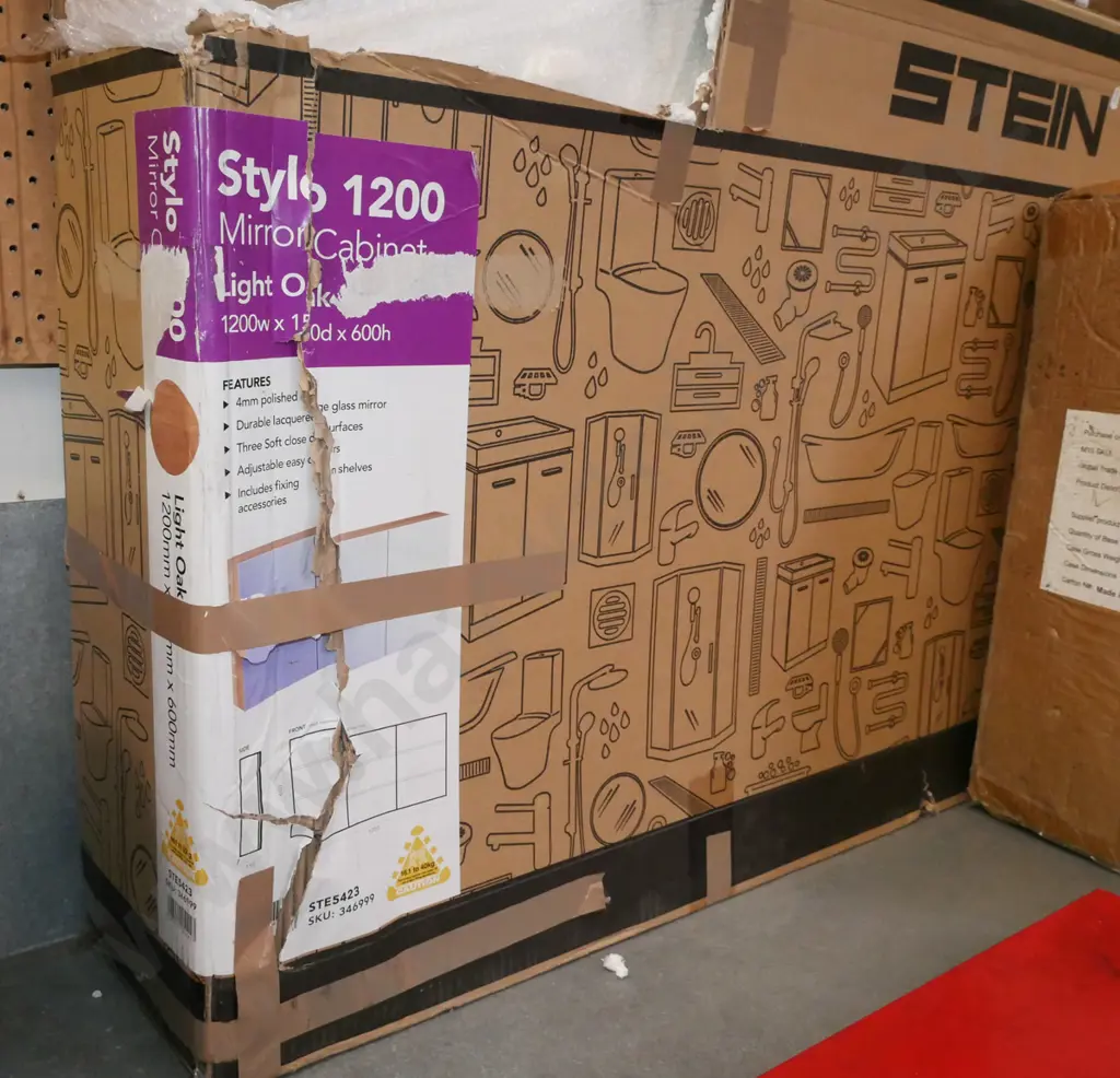 as-new light oak 600x1200x150 bathroom mirror cabinet Image 1++