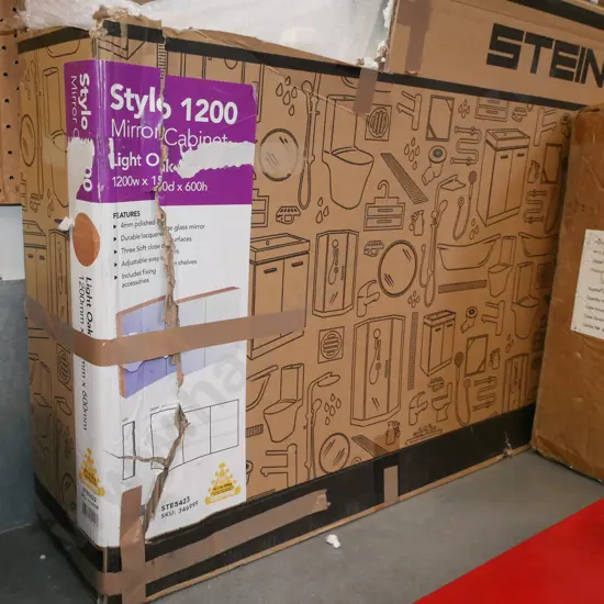 as-new light oak 600x1200x150 bathroom mirror cabinet