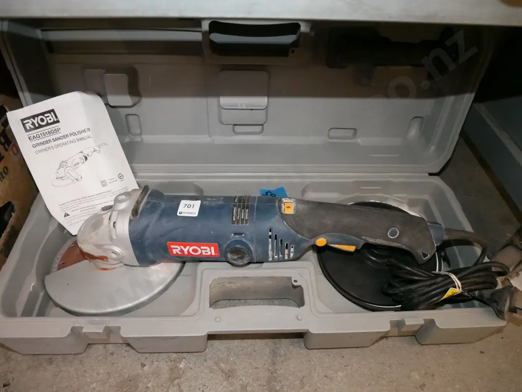 large cased Ryobi angle grinder - no handle Image 1++