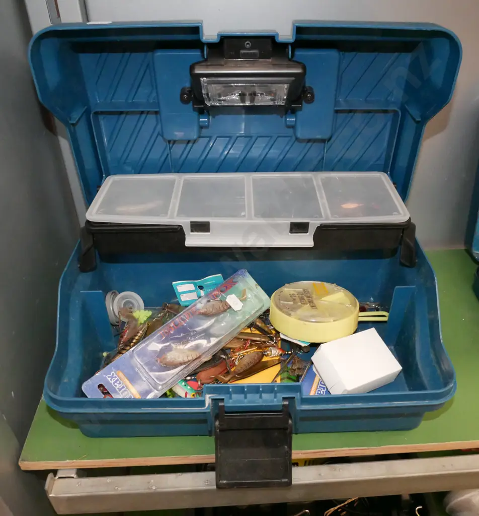 tackle box and contents; lures, sinkers Image 1++