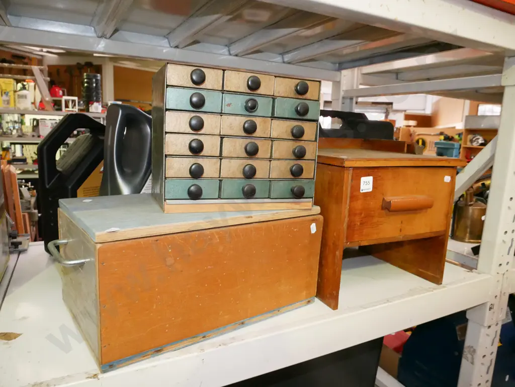 woooden storage box -some borer, wooden stool, organiser of fishing hooks etc Image 1++