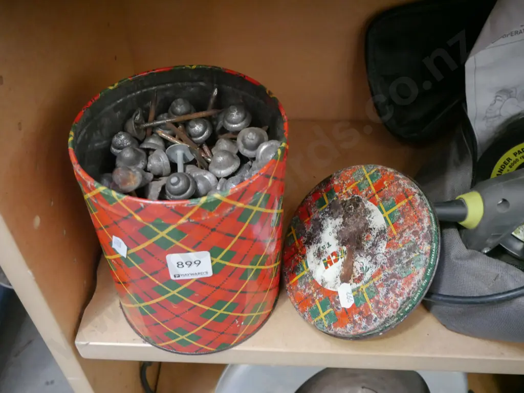 tin of lead head nails Image 1++