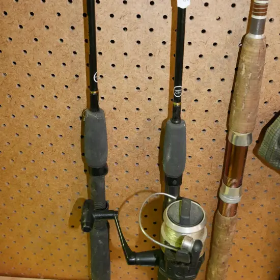 fishing rod, rod and reel  - red dots
