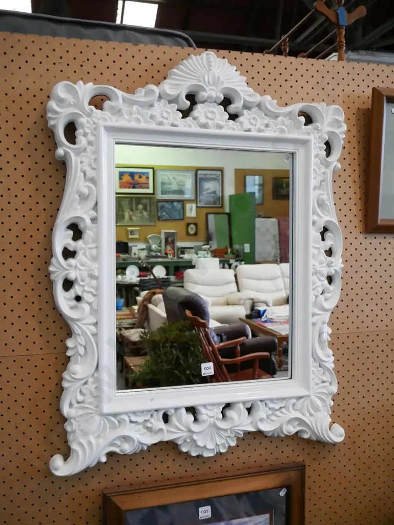ornate white plastic wall mirror Image 1++