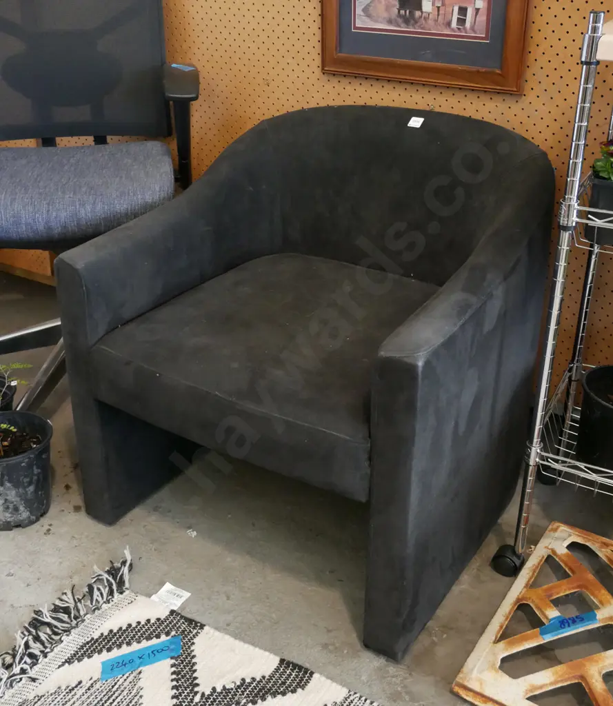 black suedette tub chair Image 1++