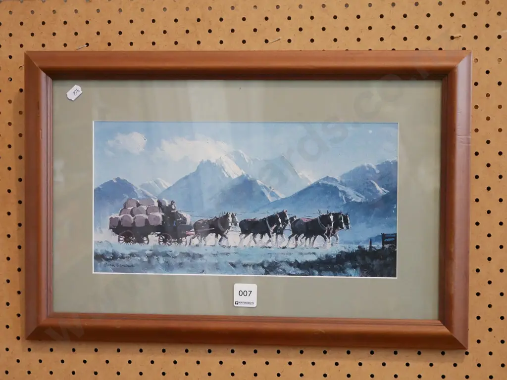 small framed Peter Beadle print - horses and cart Image 1++