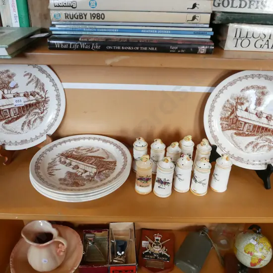 Crown Lynn Heritage 1800 dinner plates, various spice jars