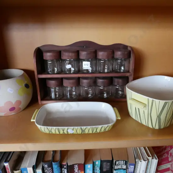 spice rack, Swedish baking dishes, jardiniere