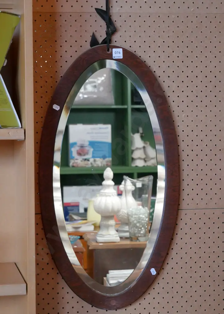 wood framed oval wall mirror Image 1++