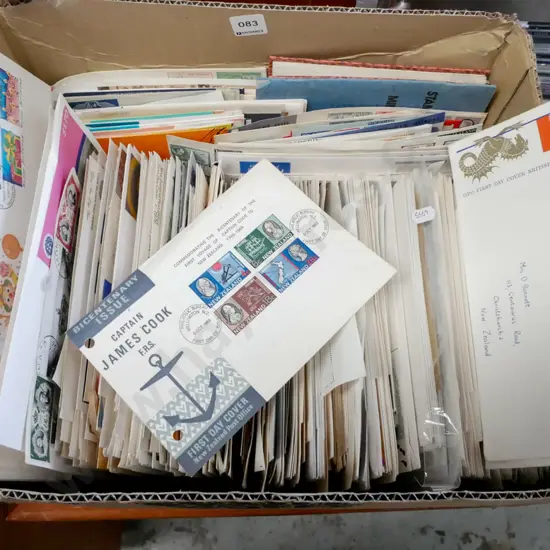 box of first day covers