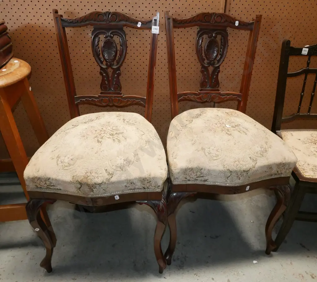 2x Victorian heavily carved splat back dining chairs Image 1++