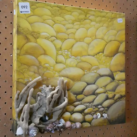 mixed media on boxed canvas - ocean floor