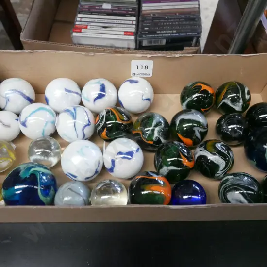 box of large glass marbles