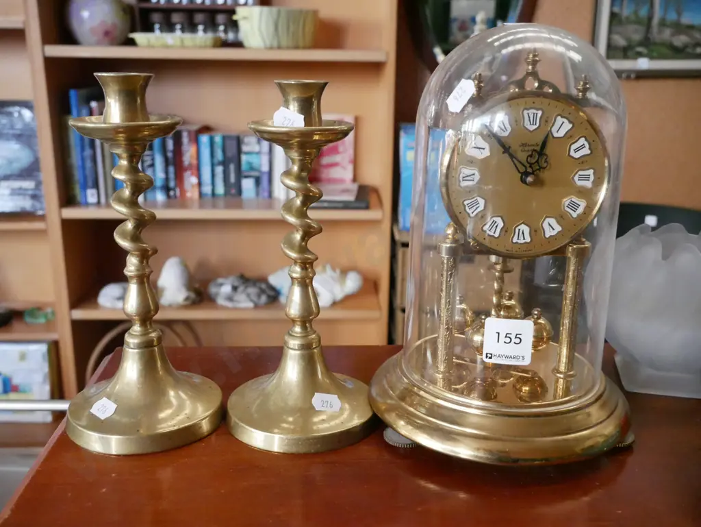 barley twist candlesticks, anniversary clock Image 1++