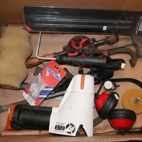 box; automatic possum trap, paint roller, magnetic knife holder etc