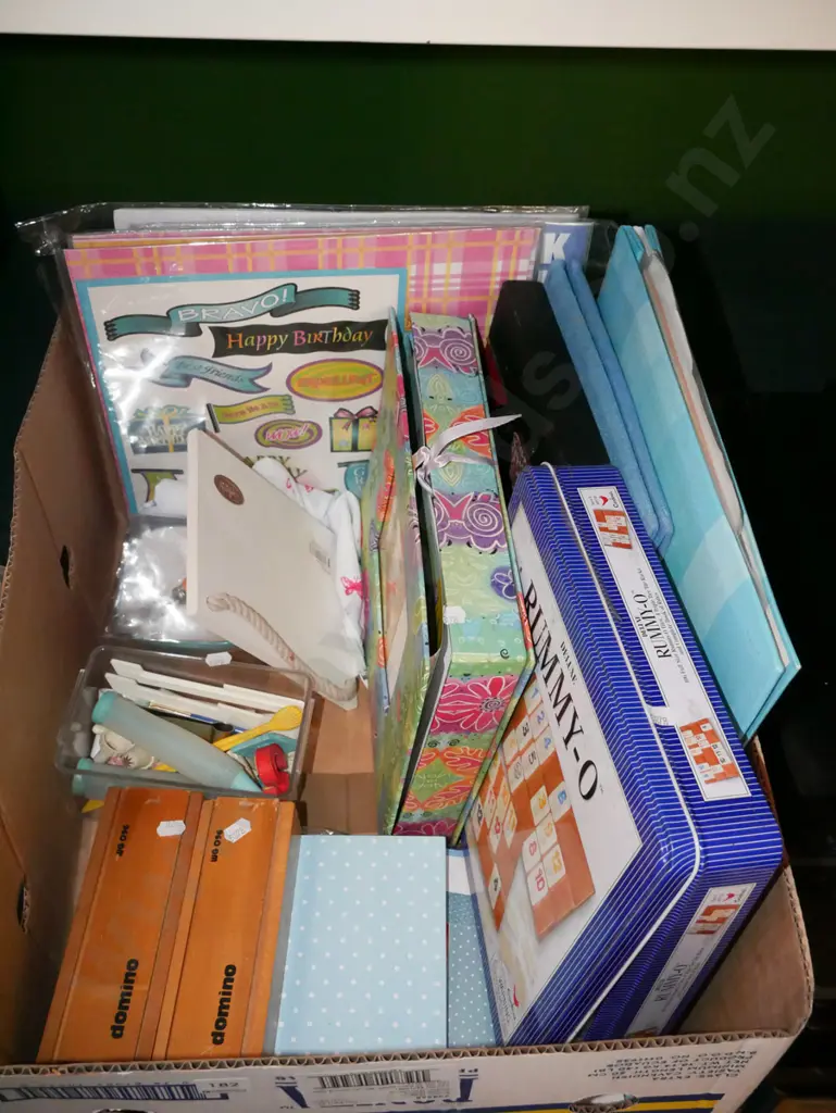 box; dominoes, cake decorating gear, craft supplies etc Image 1++