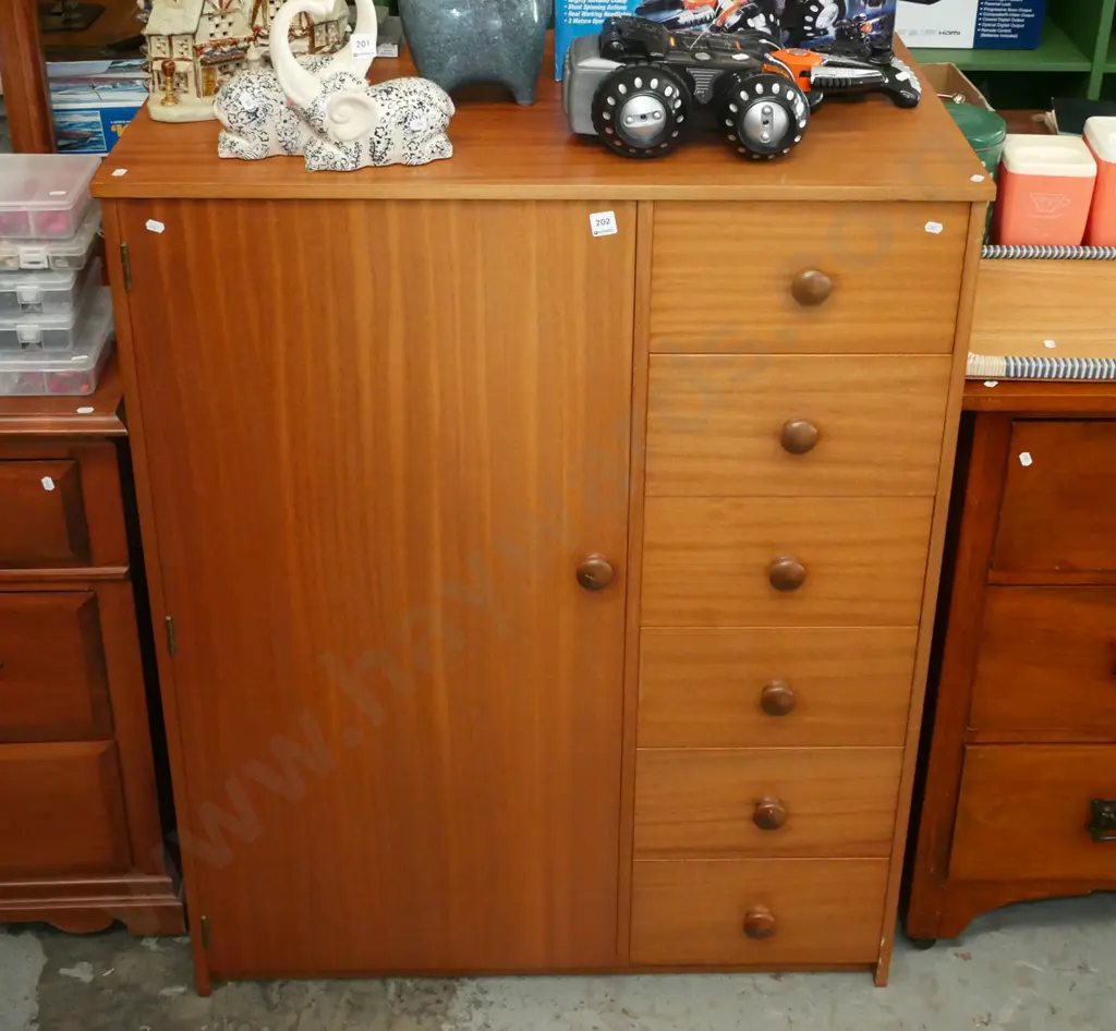 mdf wood veneer 5 drawer manrobe H-1140 W-910 D-540 Image 1++