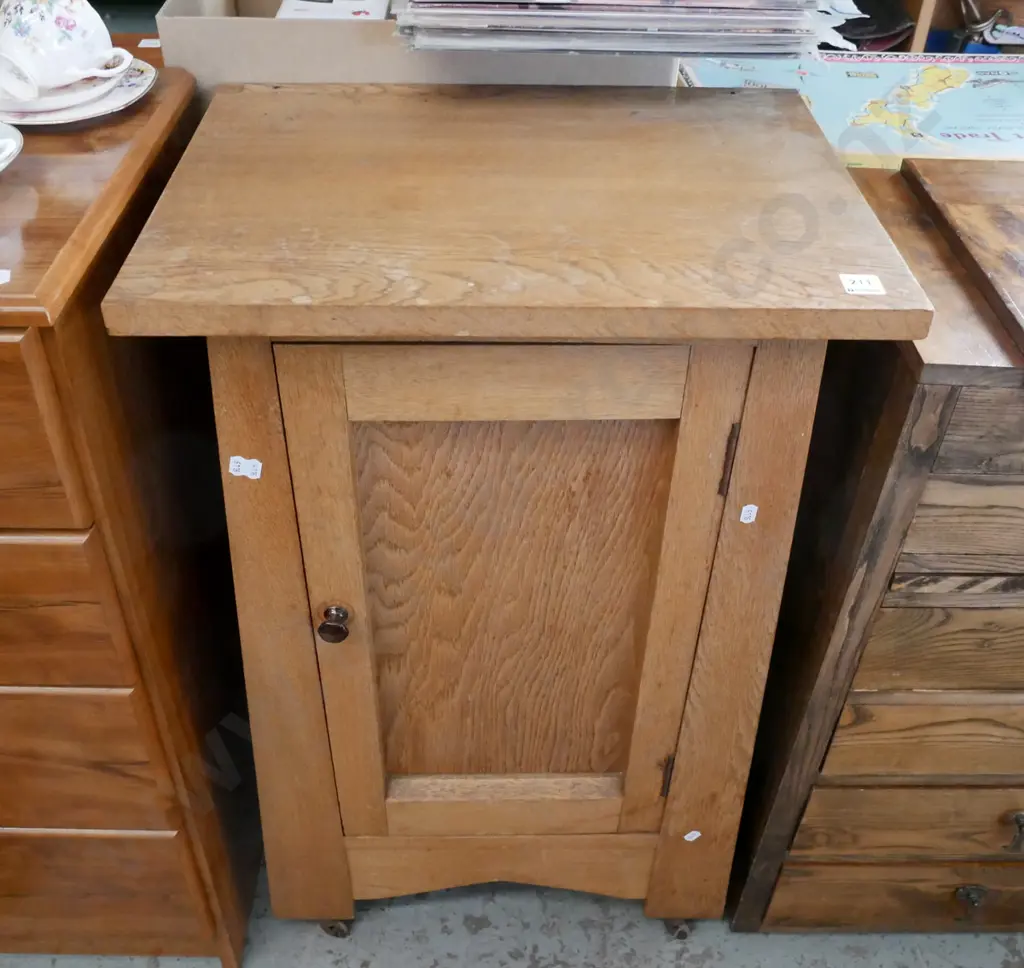 oak arts and craft single drawer pot cupboard H-815 W-505 D-385 Image 1++