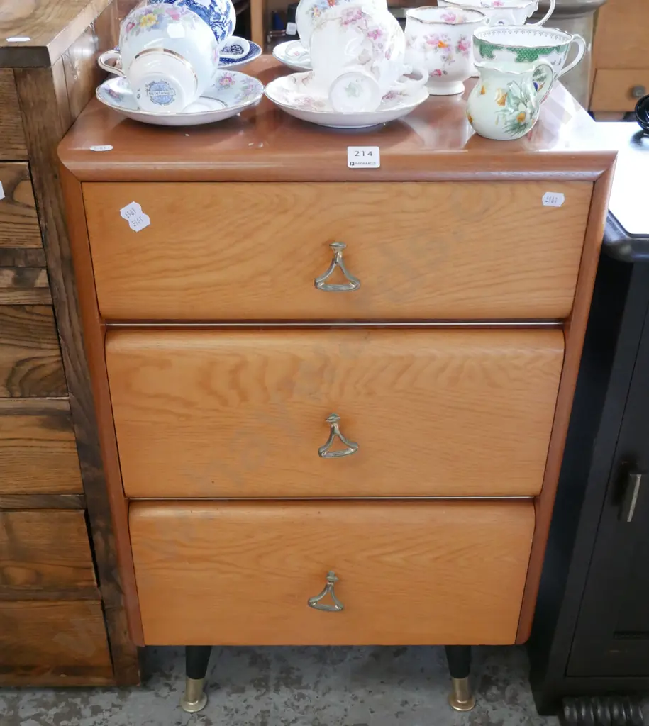 mixed timber 3 drawer bedside chest  Image 1++