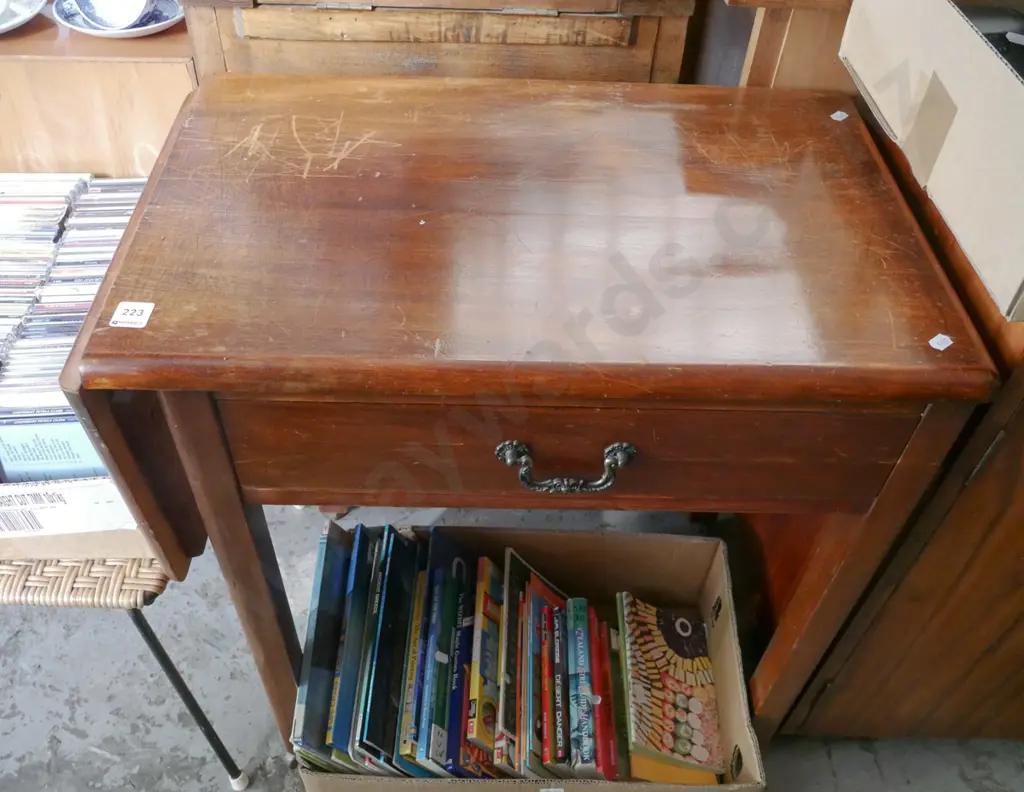 solid wood dropside sewing desk with single drawer Image 1++