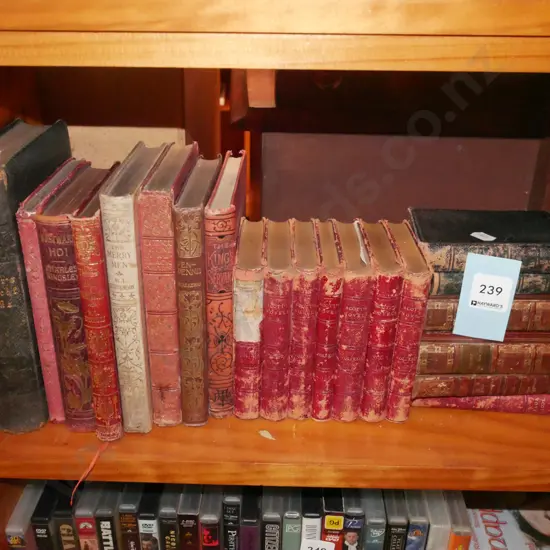 shelf of vintage books