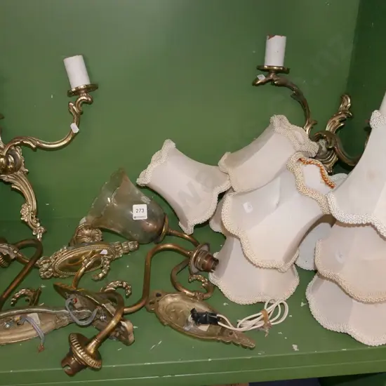 various brass wall mounted light fittings