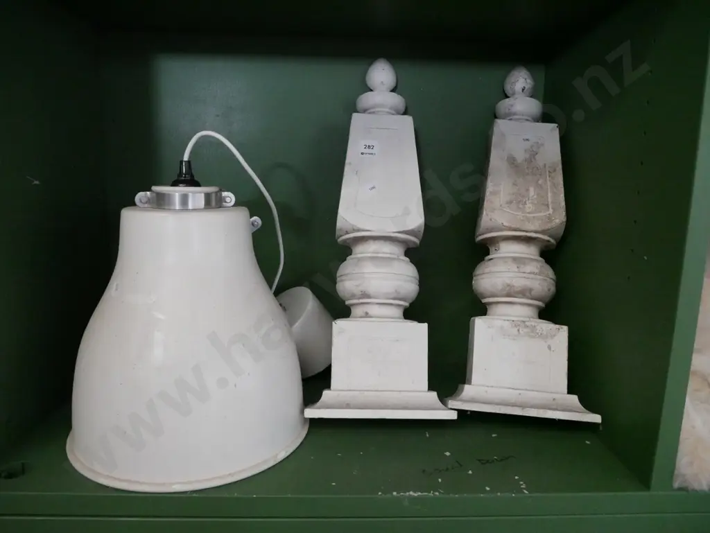 2x wooden architectural features, retro light fitting - needs a clean Image 1++